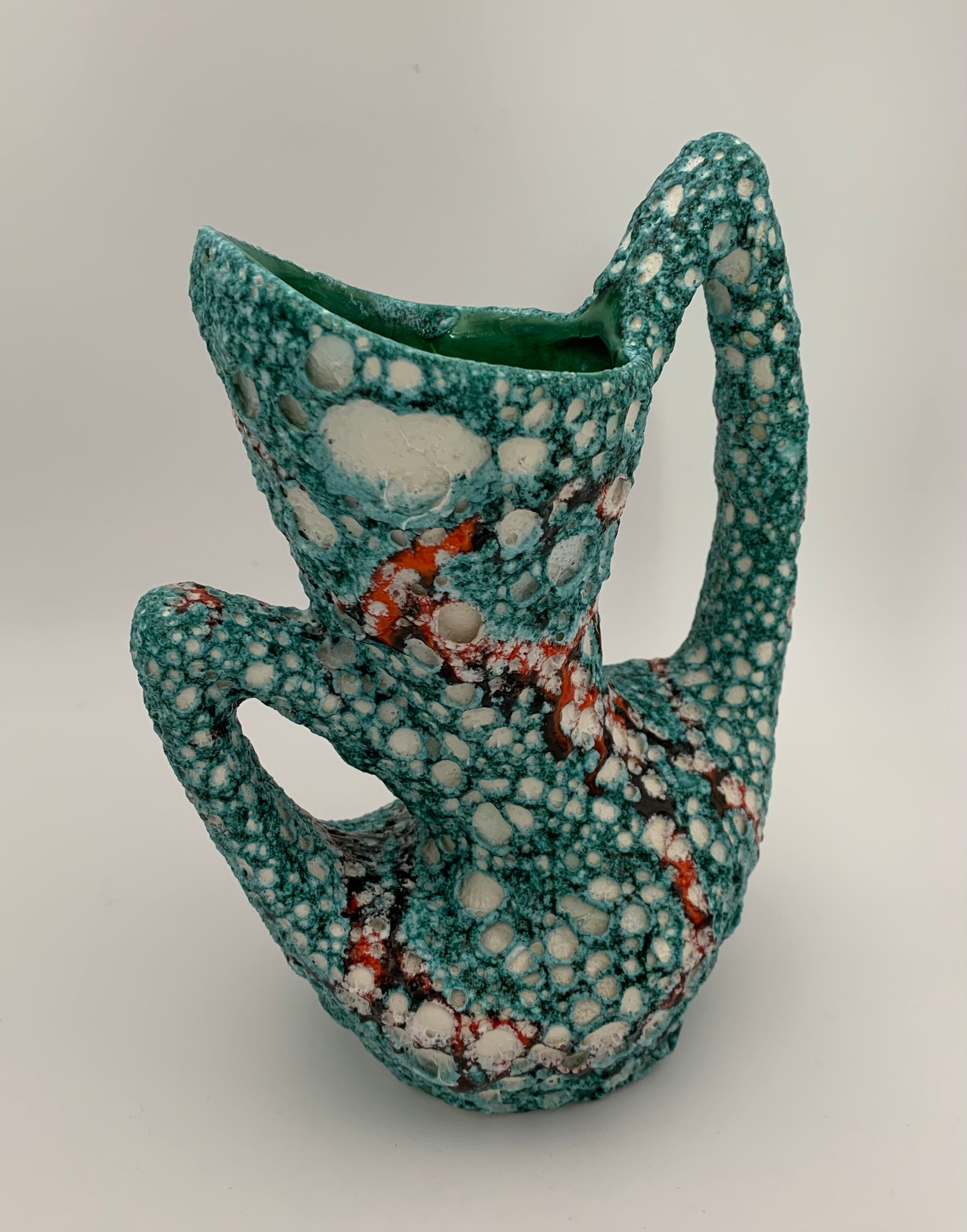 Vintage ceramic vase from vallauris, enamel "fat lava" 1960s