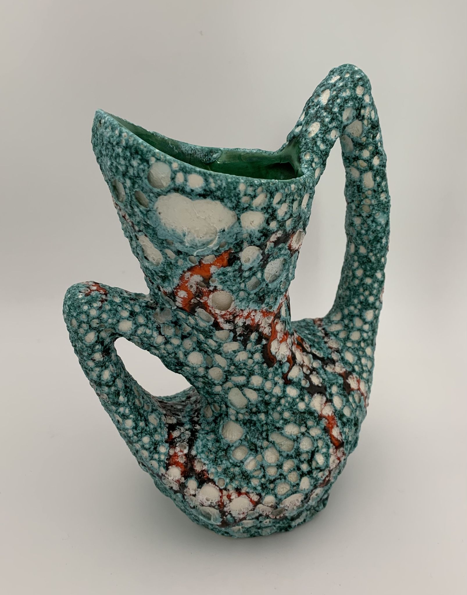 Vase vintage en céramique de vallauris, émail « fat lava » années 1960