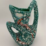 Vintage ceramic vase from vallauris, enamel "fat lava" 1960s