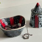 Vintage LUC VALLAURIS Ceramic Sugar Bowl