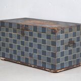 Ancienne malle peinte à décor géométrique (c.1920) #8