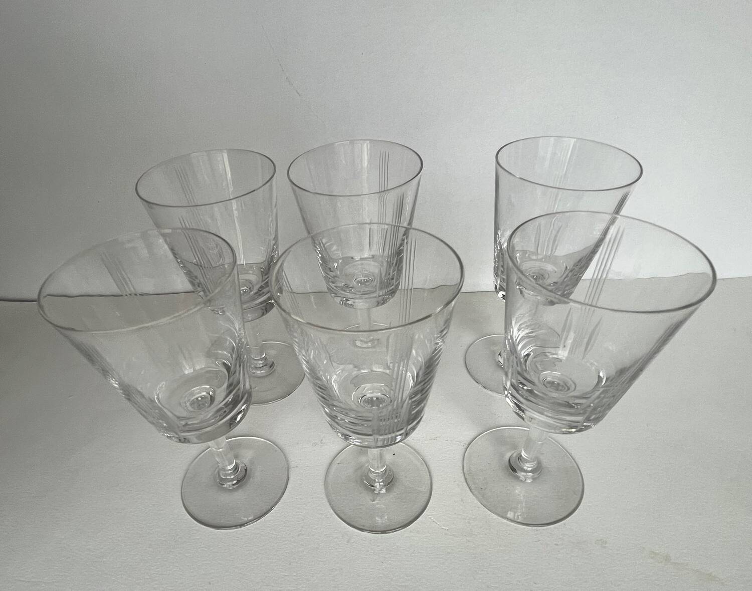 6 old cut crystal port glasses