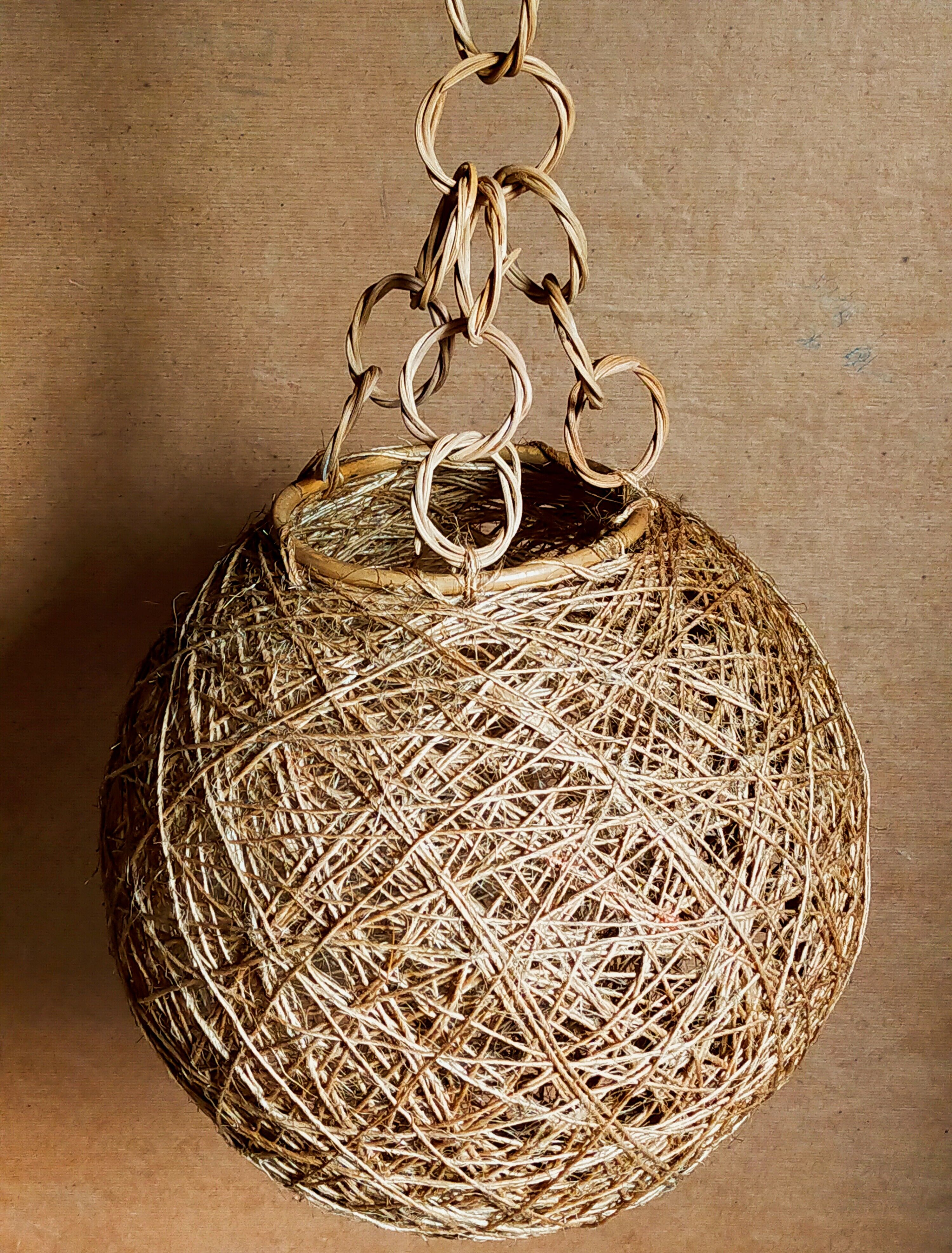 Lampshade suspension vintage wicker ball and natural string