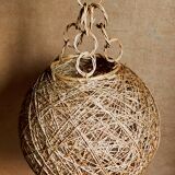 Lampshade suspension vintage wicker ball and natural string