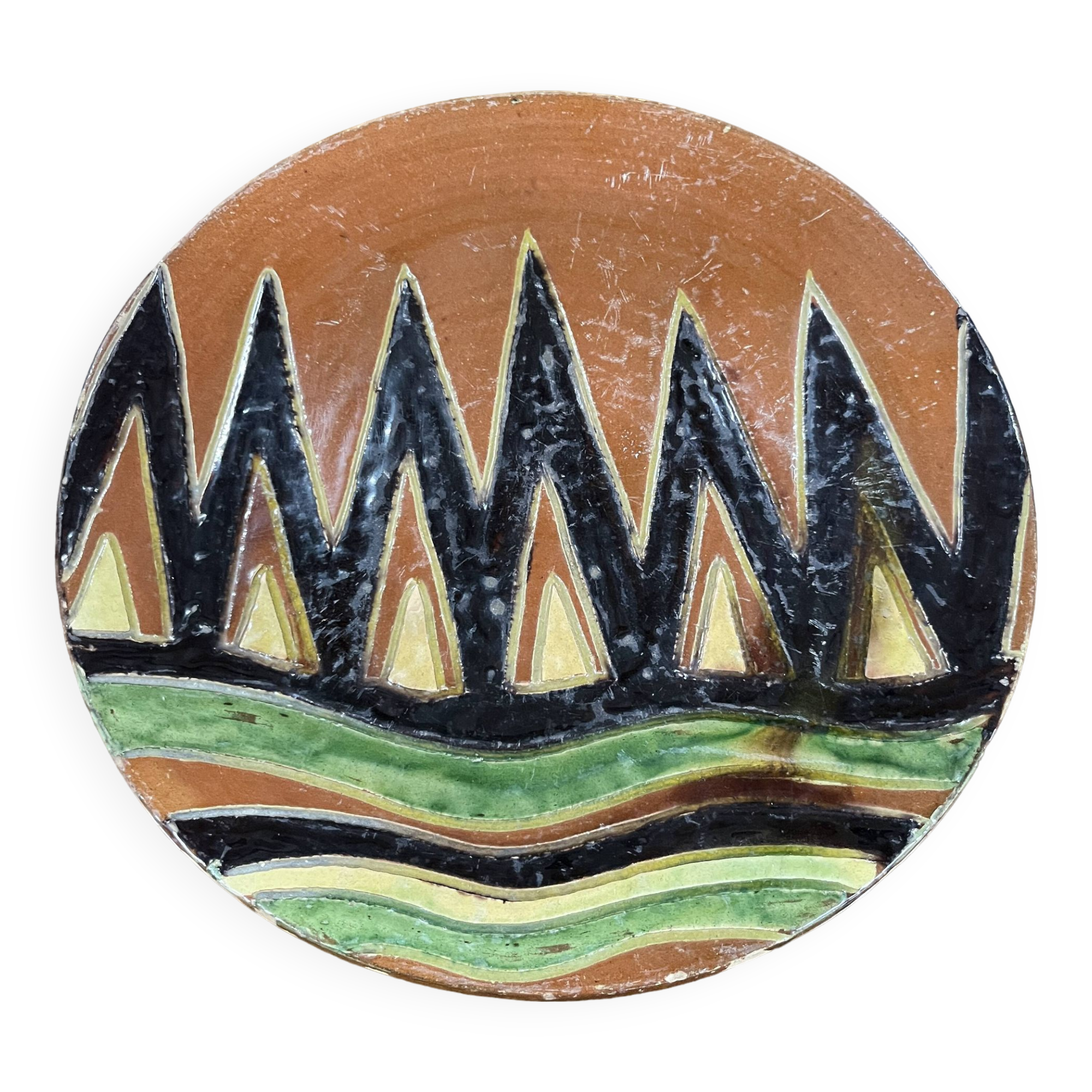 Large ceramic dish by Giraud Biot