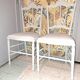 Lot of 2 empire style opera chairs redone in 19th century striped fabric, beige color