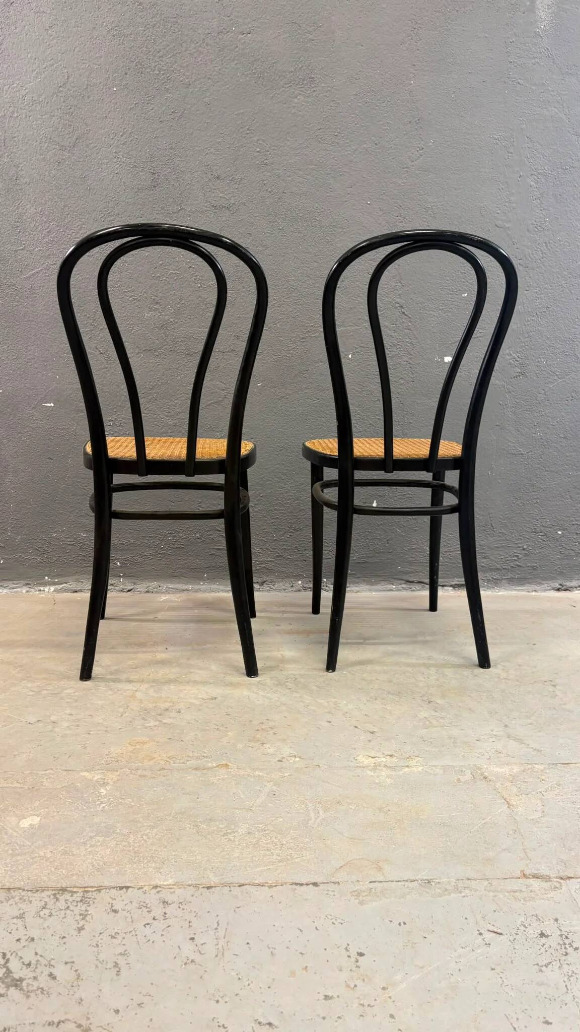 Pair of bentwood chairs, Vienna straw seats, 1960s, Poland