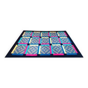 1990s Ottavio Missoni "Square" Geometric Wool Rug Exceptional Italian Postm