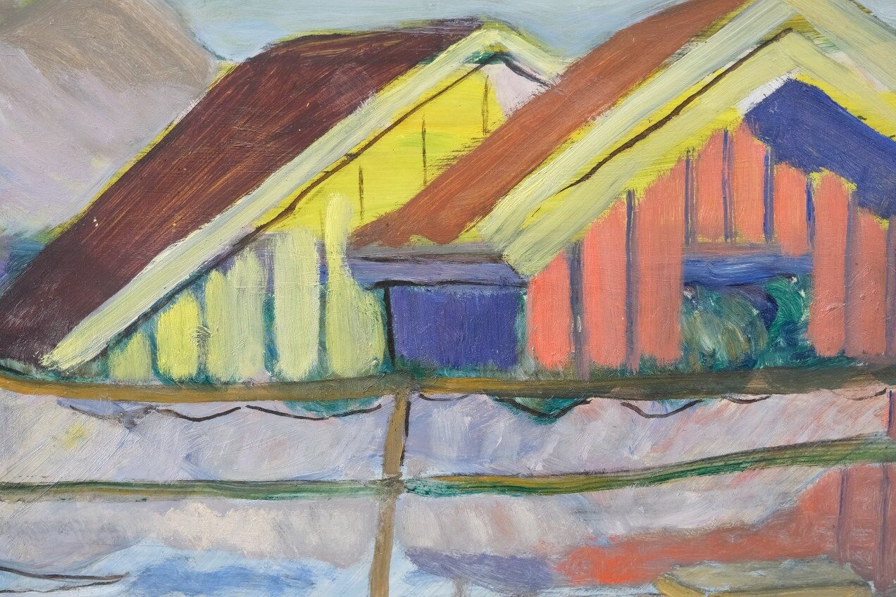 Ragnvald Magnusson, Swedish Modern Landscape, 1960, Oil on Panel, Framed