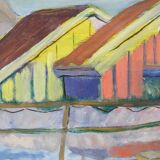 Ragnvald Magnusson, Swedish Modern Landscape, 1960, Oil on Panel, Framed