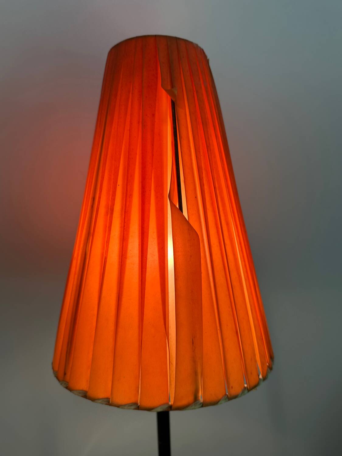 1950s metal tripod floor lamp, completely original