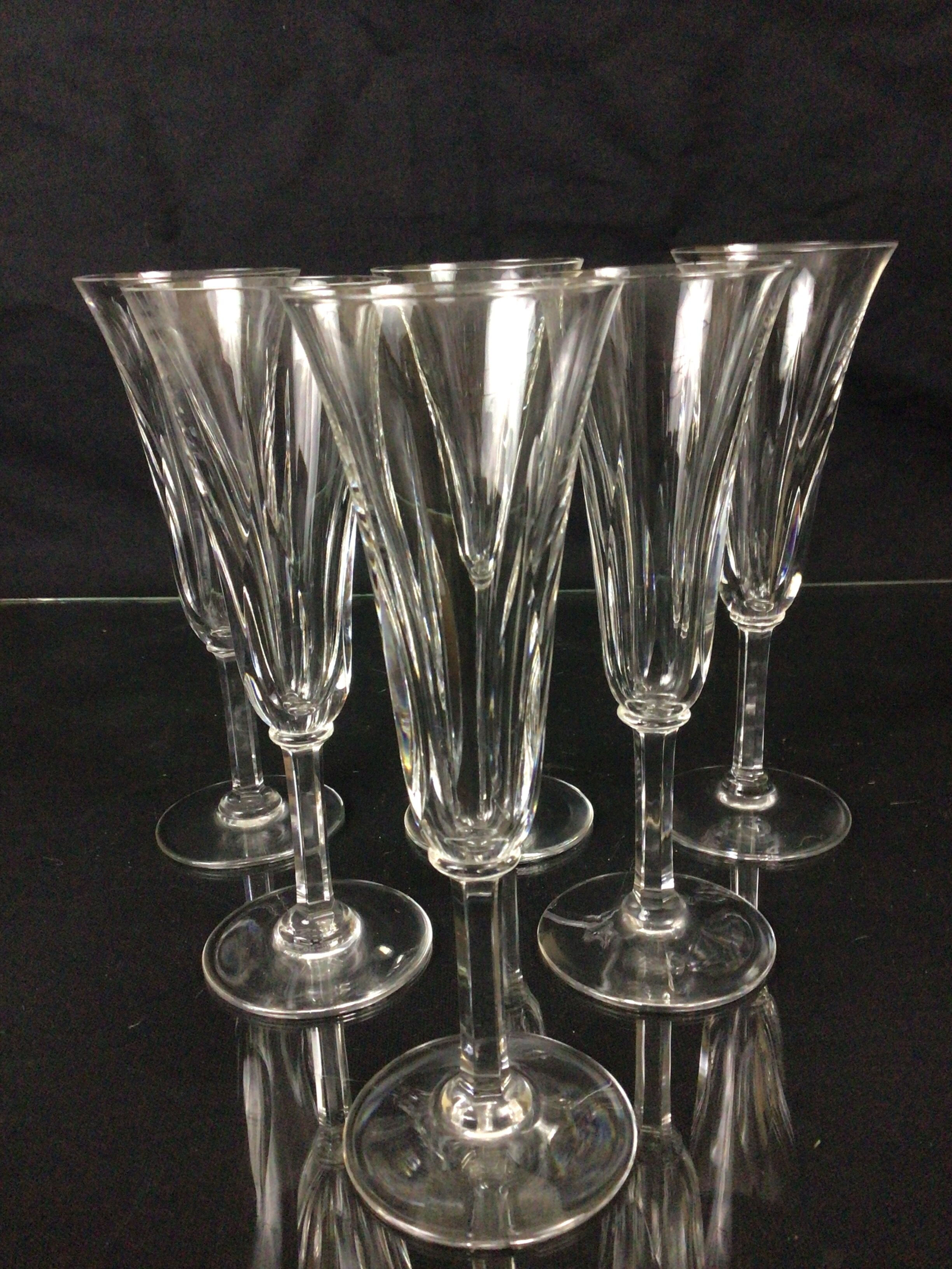 Set of 6 crystal champagne flutes Saint Louis