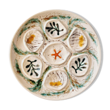 Interesting French porcelain oyster dish MBFA Pornic hand-painted marine M.
