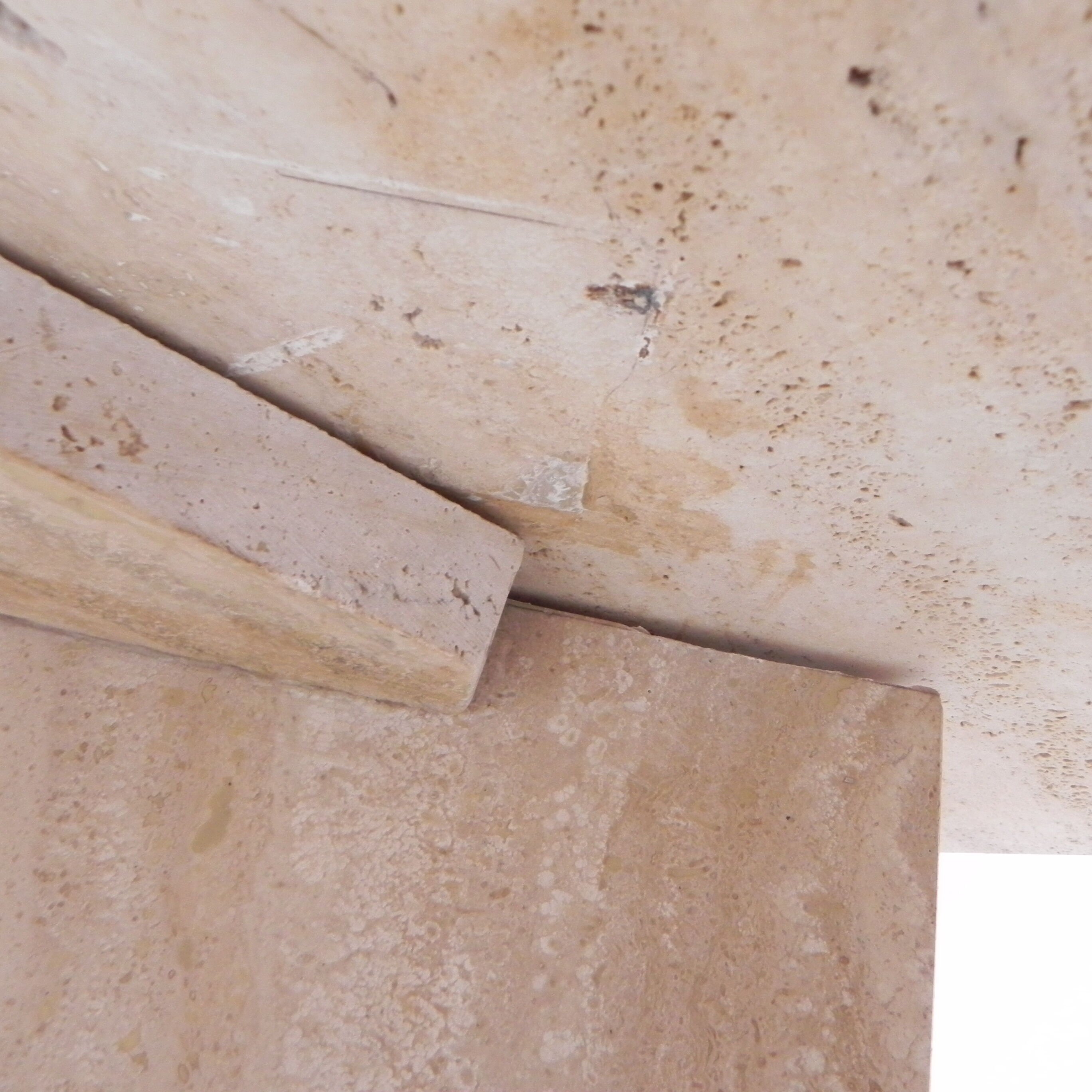 Travertine dining table, 130 x 129 cm