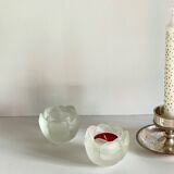VINTAGE Glass and Silver Metal CANDLE HOLDERS