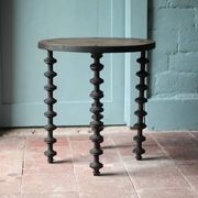 Wooden table with spool legs, coffee table, wooden side table, wooden end table, vintage round table, wooden table.