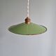 Industrial pendant light in green enamelled sheet metal, 1930s-40s