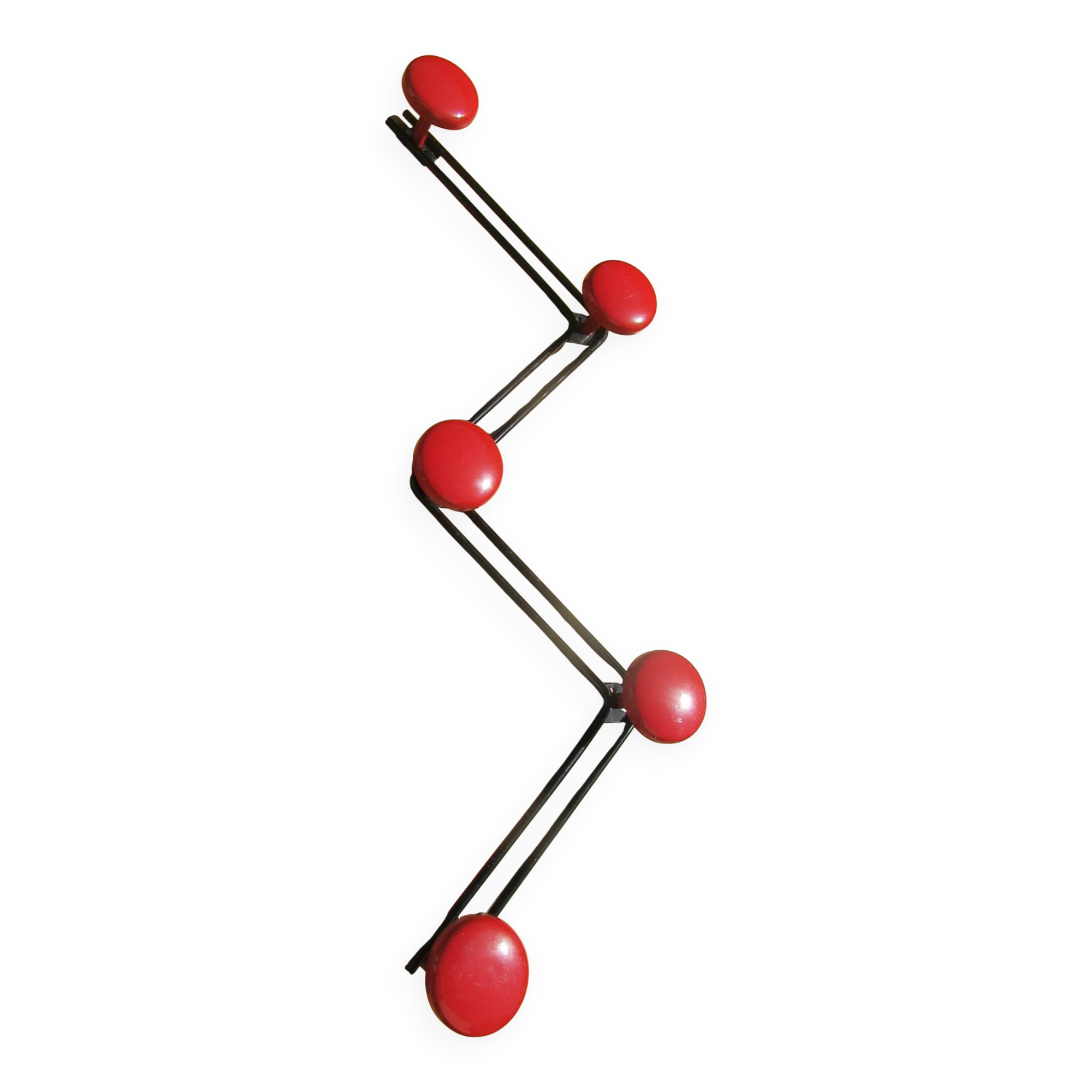 vintage black and red iron coat rack