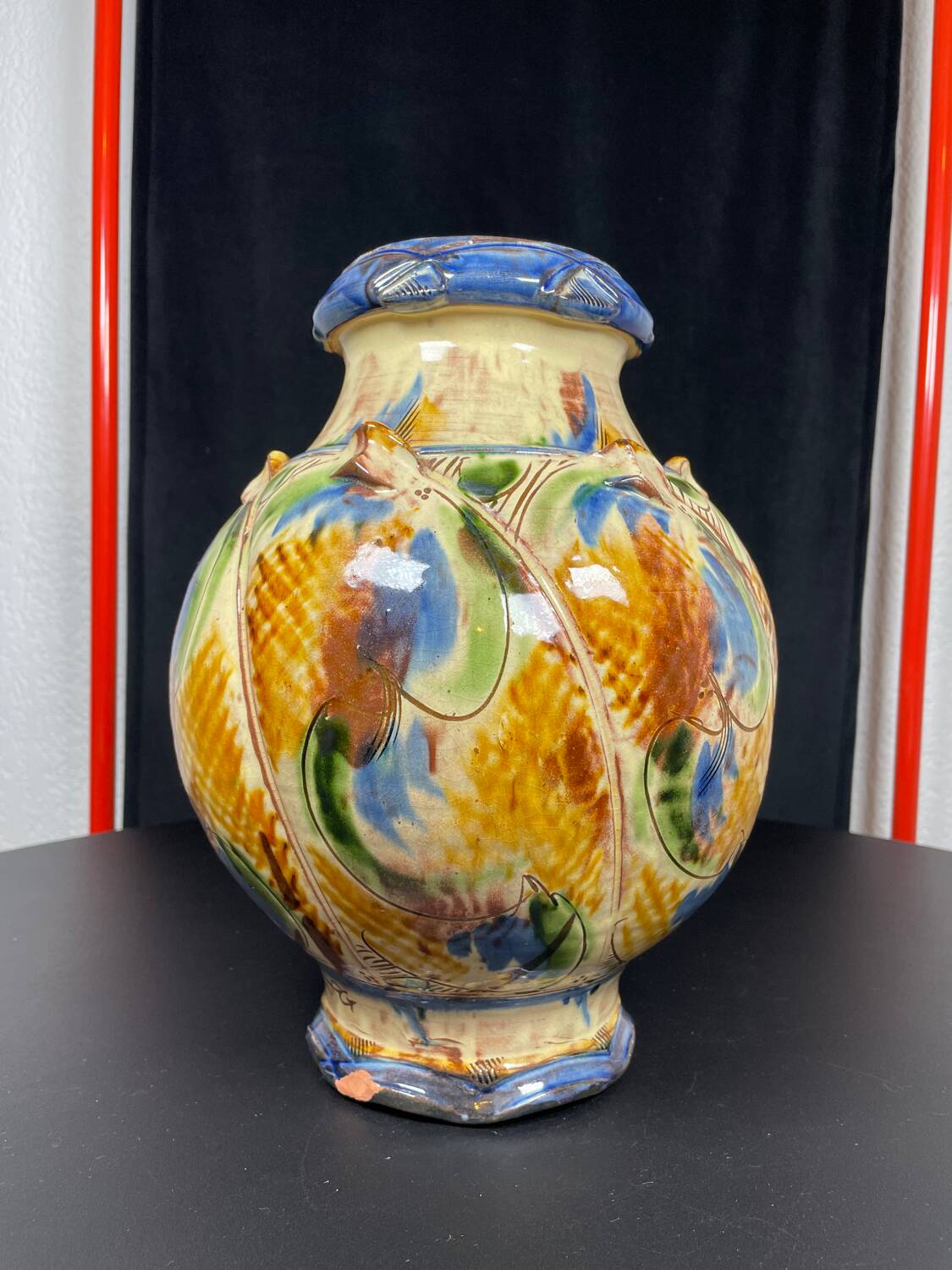 Large signed colorful vase