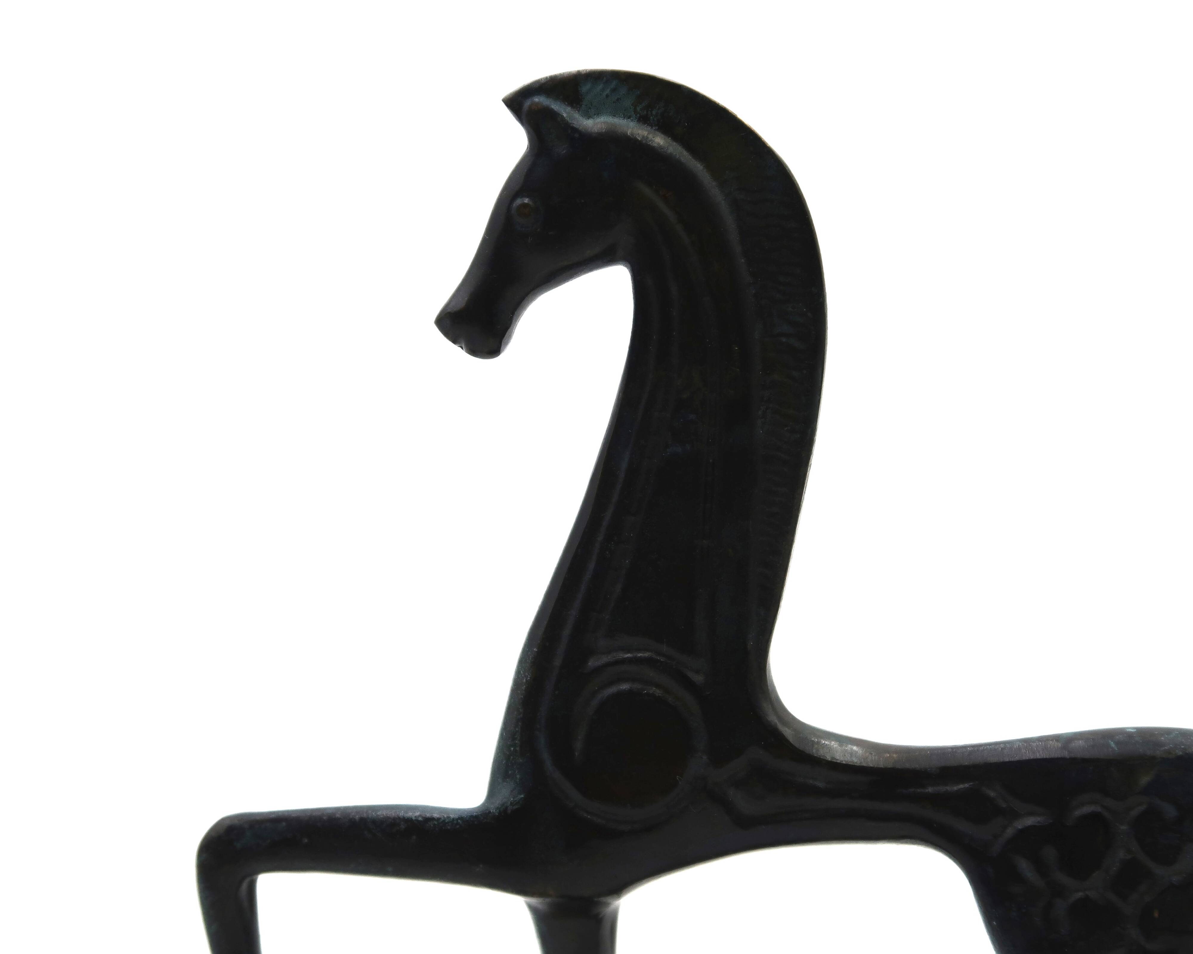 Etruscan Greek horse sculpture in bronze, 1950s