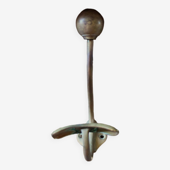 Coat rack with double ball hook, brass hook