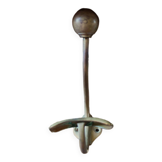 Coat rack with double ball hook, brass hook