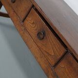 Table basse rustique en châtaignier de ferme espagnole du XVIIIe siècle