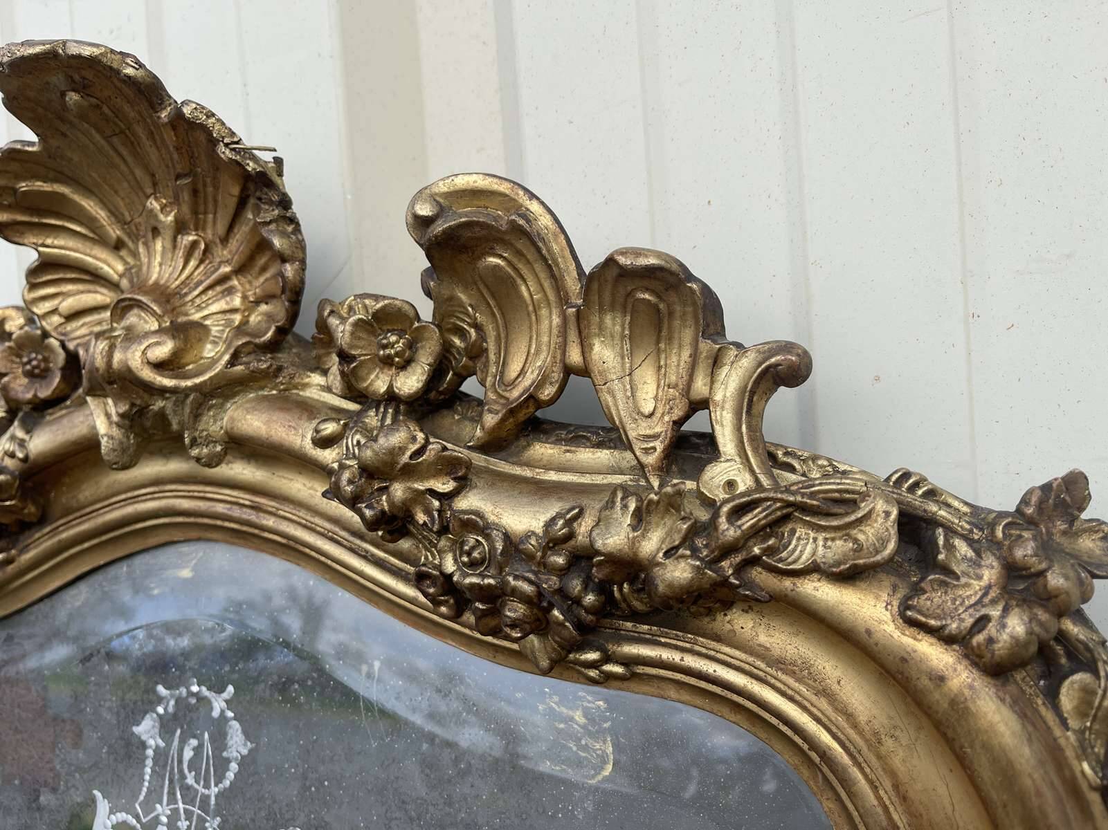 Louis XV mirror, early 19th century, restored.