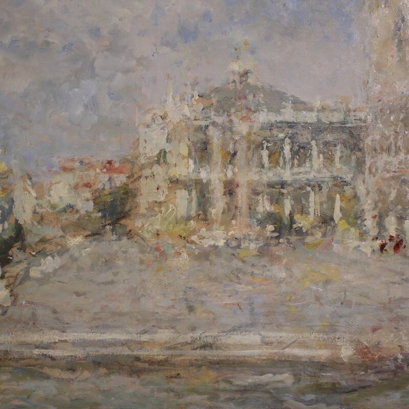 Great painting signed by Luigi Mantovani, View of Venice