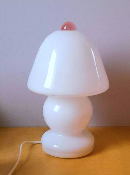 Murano opaline mushroom lamp, 1970
