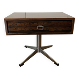 Vintage rosewood bedside table – 1970s – Chrome metal base