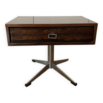 Table de chevet en palissandre et métal chromé, années 70