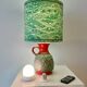 Wireless Jasba table lamp - West German pottery with fish decor | 41 cm