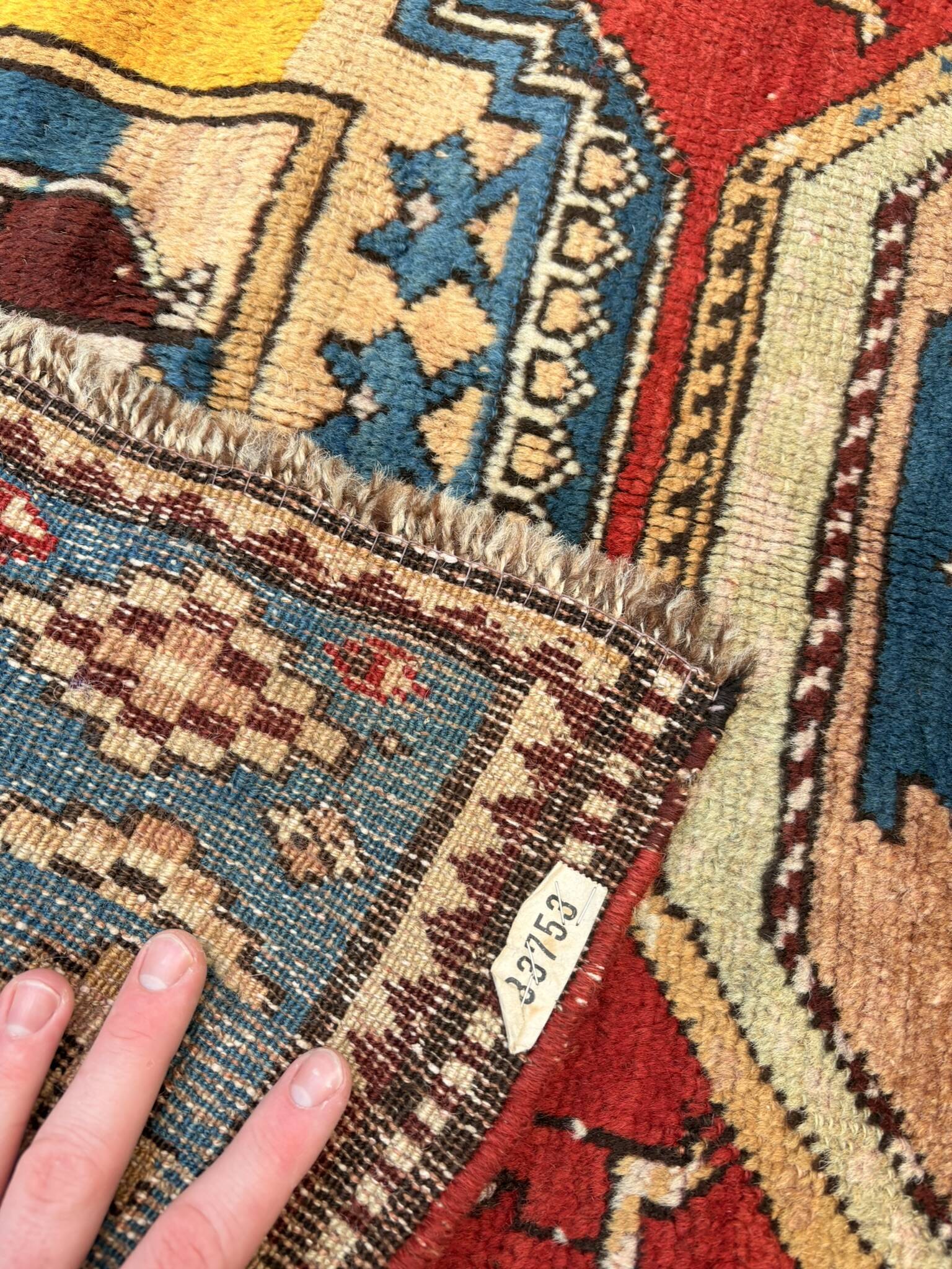 Vintage Caucasian Kazak carpet handmade USSR 1950 - wool on wool 255x120