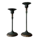 Set of two green bronze Italian candlesticks from the 1980s.