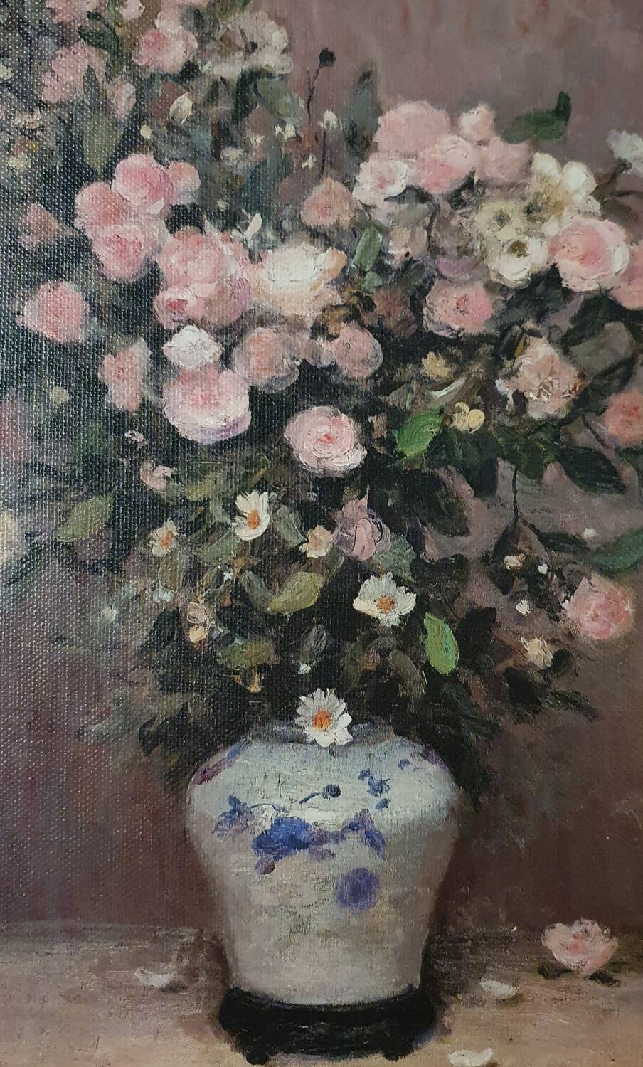 Still life painting of the bouquet in a Japanese vase signed Dyf