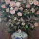 Still life painting of the bouquet in a Japanese vase signed Dyf