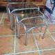 Chrome nesting table with smoked glass top from the 70s