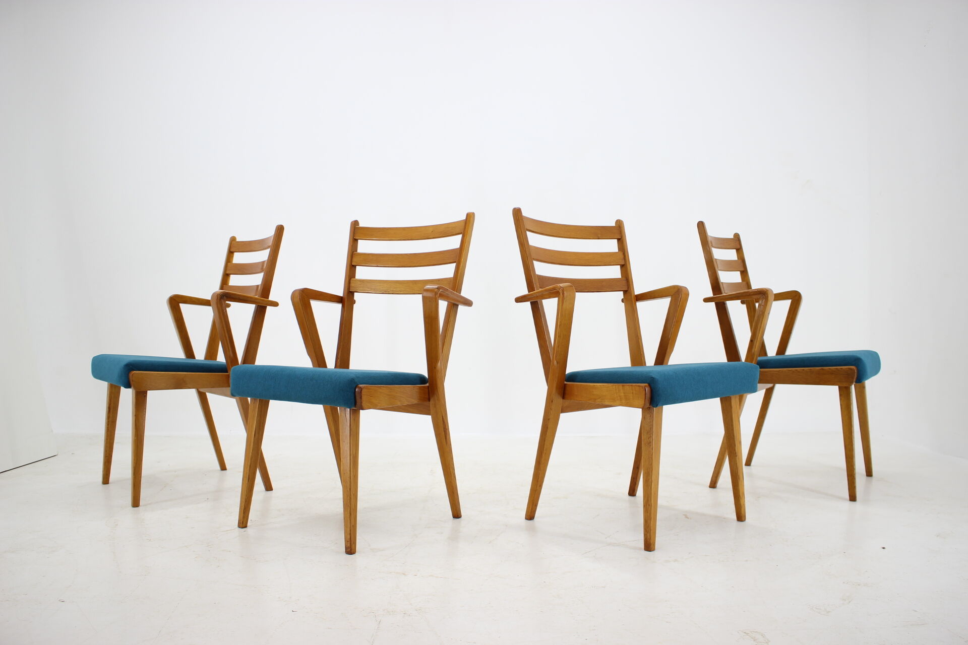 1960s Set of Four Oak Dining Chairs, Czechoslovakia