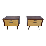 Pair of nightstands vintage bedside table compass legs