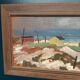 Original Swedish Oil on Panel – “Coastal Village” by Frans Lundberg Vintage