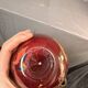 Vase Pot Paste Glass Blown Red Orange Lacquered Marbled Signed Dated Art Deco