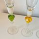 Set of 4 glass champagne flutes with coloured stems – contemporary/vintage style