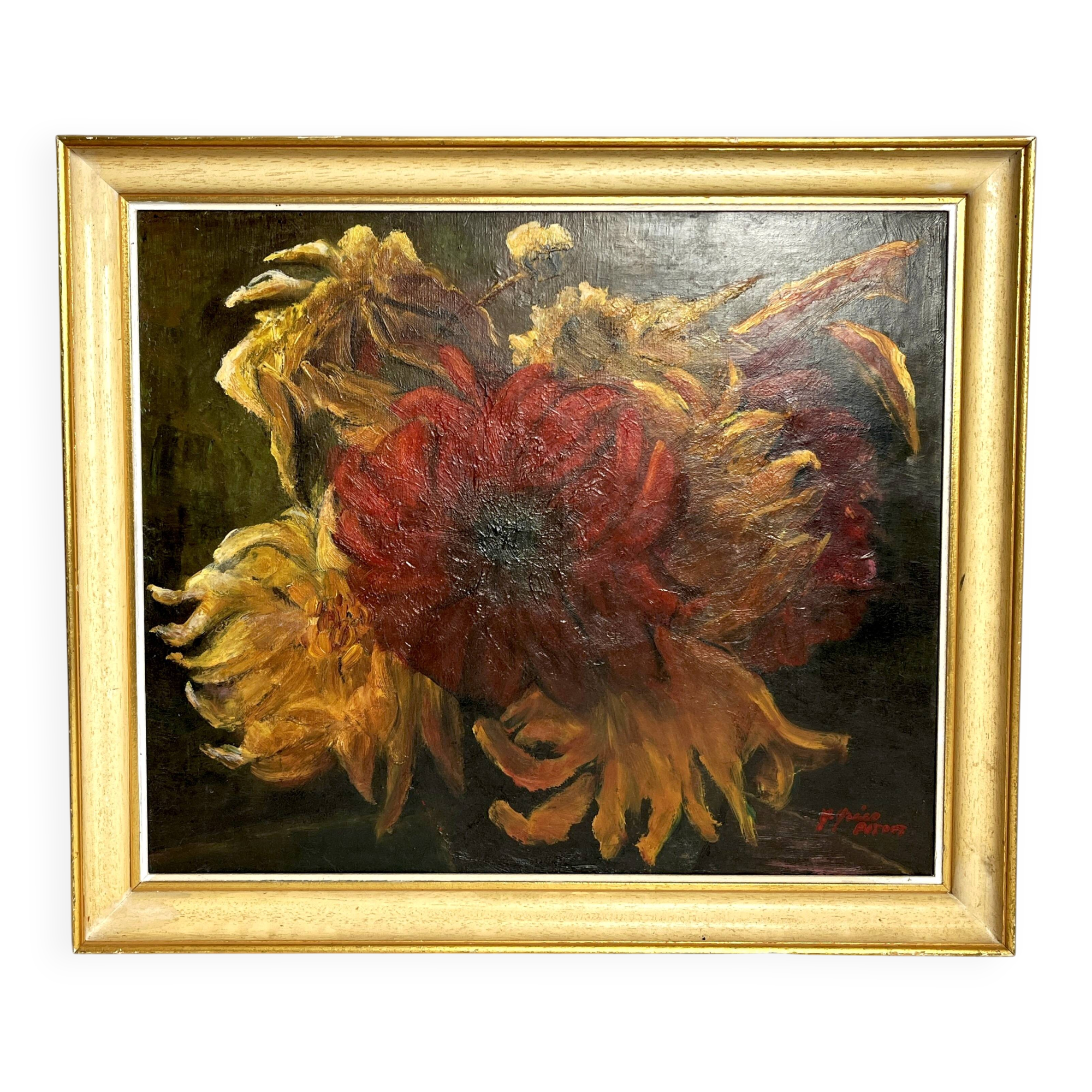 Greco, oil on canvas still life signed 20th century