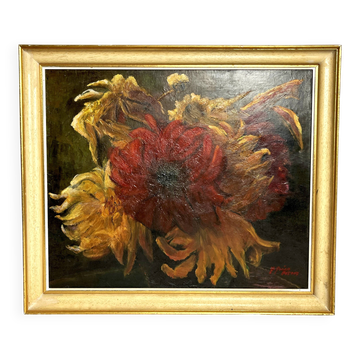 Greco, oil on canvas still life signed 20th century