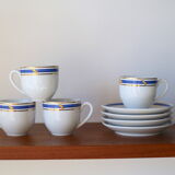 Coffee cups made of fine vintage porcelain blue and gold