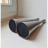 Pair of vintage brushed metal candlesticks