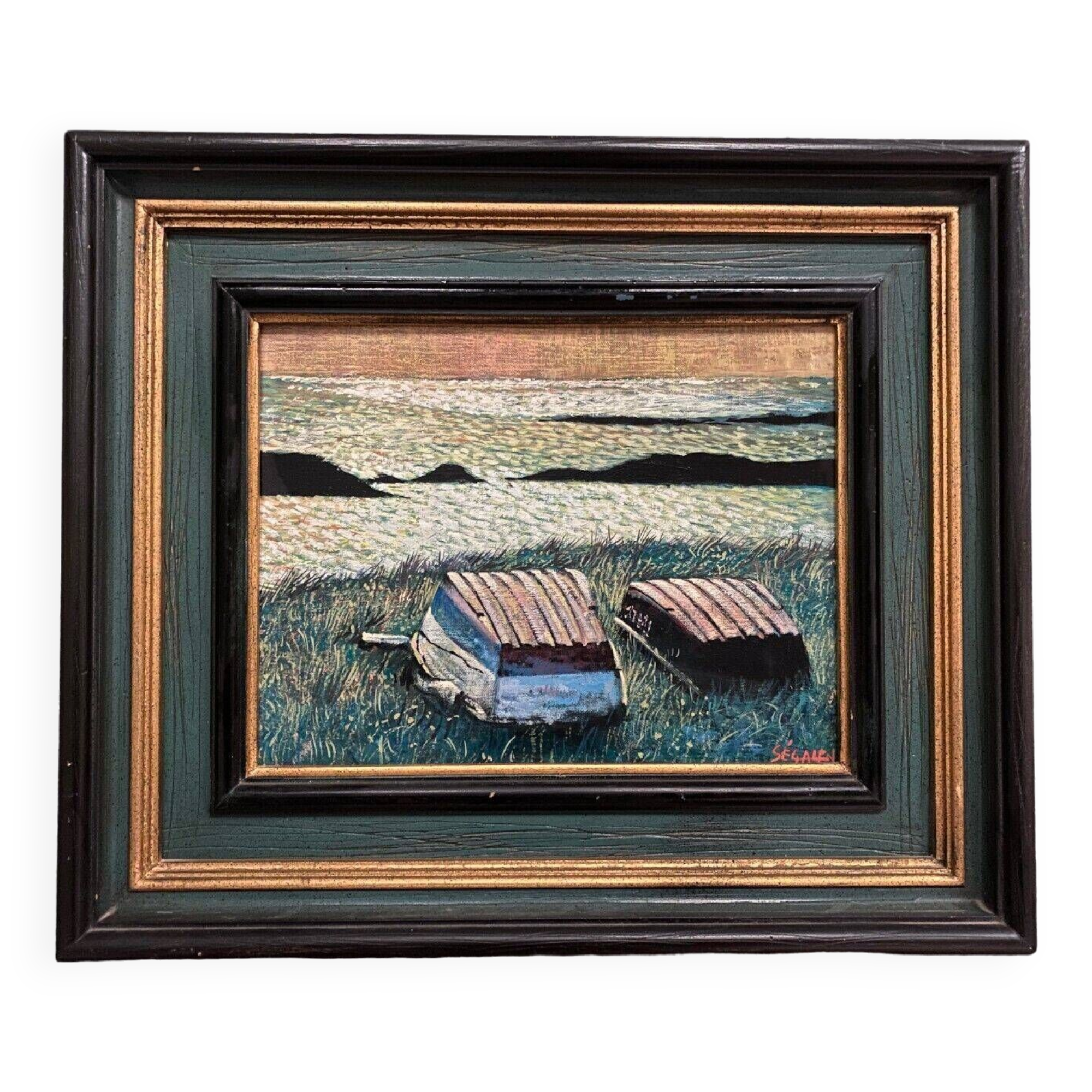 Oil on canvas by Ségalen representing two annexes turned over 20th century