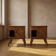 Pair of vintage mid-century modern wooden bedside tables / nightstands