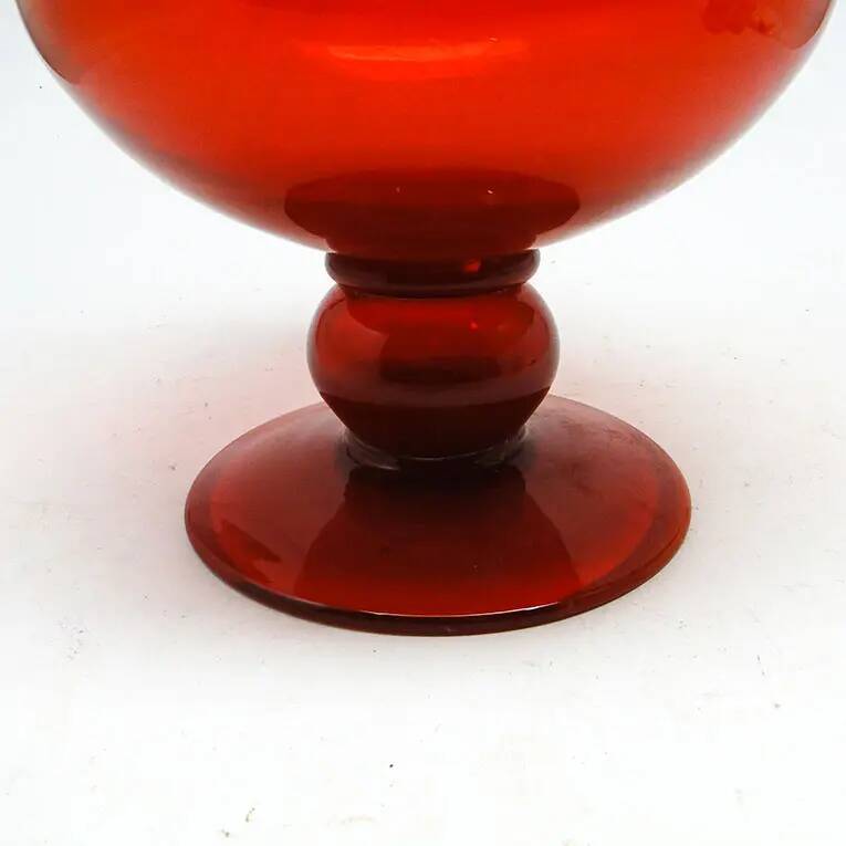 Vase, mid-century modern, red glass, designed by J. Słuczan-Orkusz, Poland, 1970s